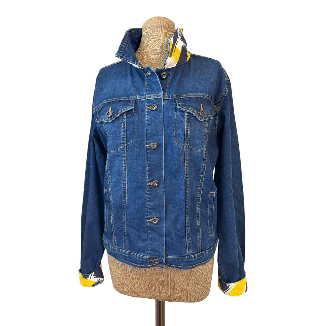 Lux Royal Threads | Navy & Yellow Game Day Denim Jacket | One of a Kind