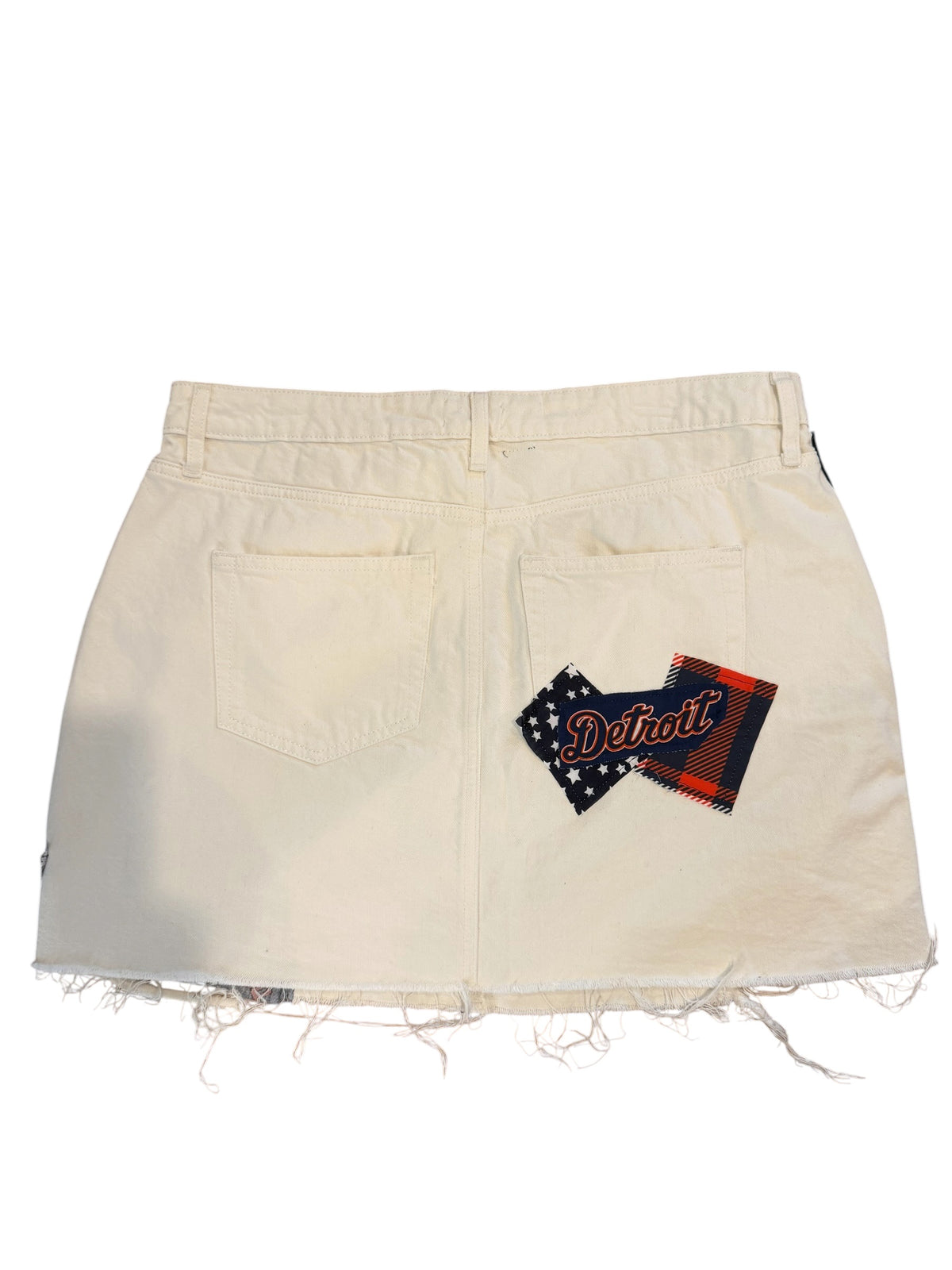 Lux Royal Threads | Detroit Tigers White Denim Skirt | Size XL | One of a Kind
