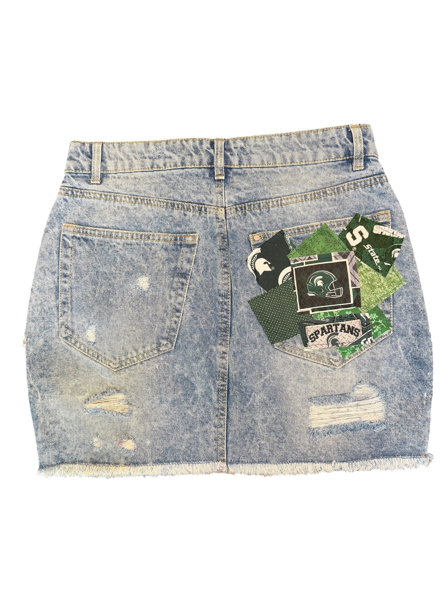 Lux Royal Threads | The Evergreen Denim Skirt
State Style Collection | Distressed Denim | One of a Kind