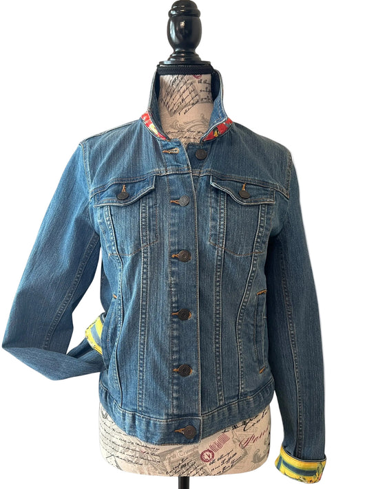 Lux Royal Threads | The Floral Bloom Silk Accent Denim Jacket S