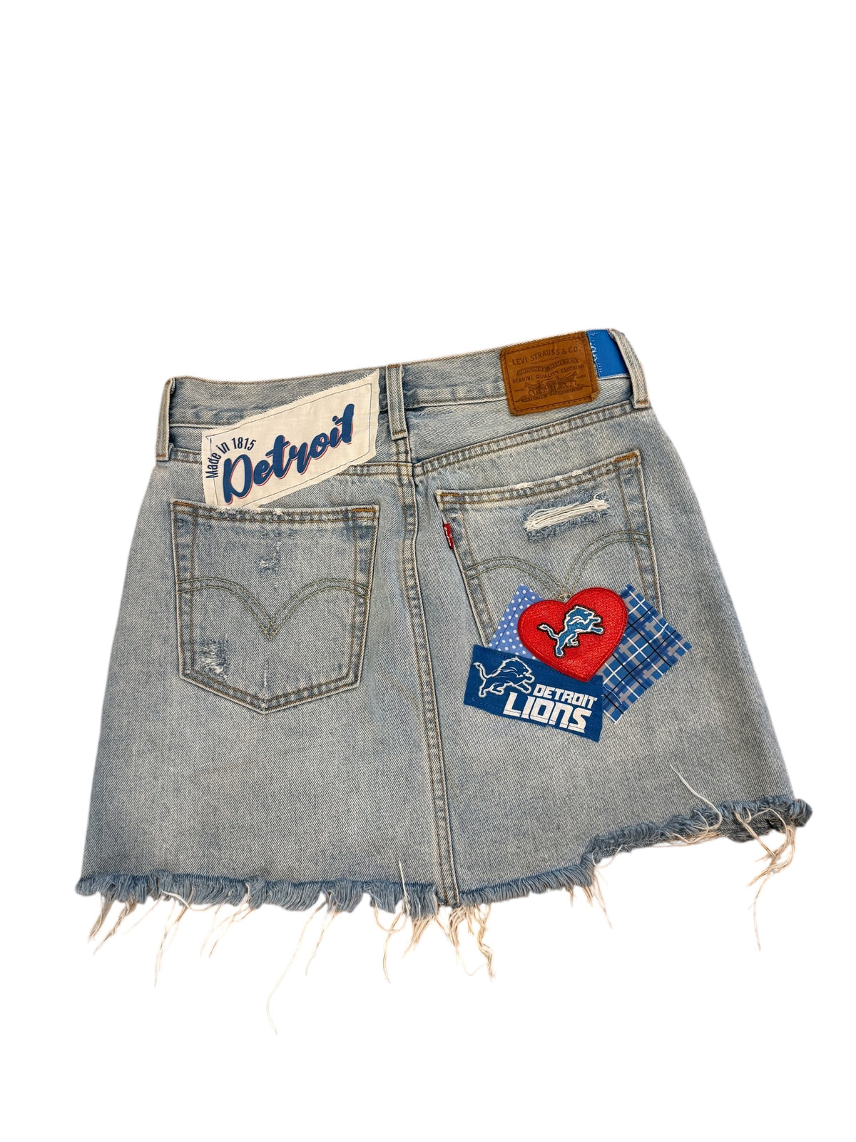 Lux Royal Threads | Detroit Lions Upcycled Levi’s Denim Shorts | Size 26 | One of a Kind