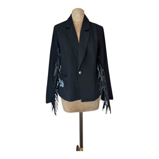 Lux Royal Threads | Sunday Collection | Detroit Football-Inspired Black Fringe Statement Blazer