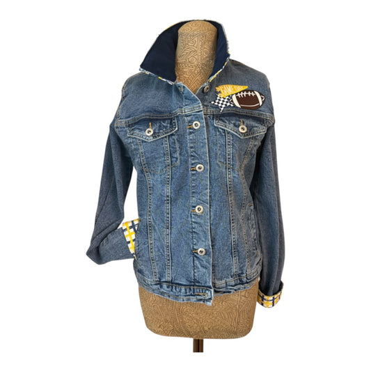 Lux Royal Threads | Saturday Style Collection | Navy & Gold Game Day Denim Jacket | One of a Kind