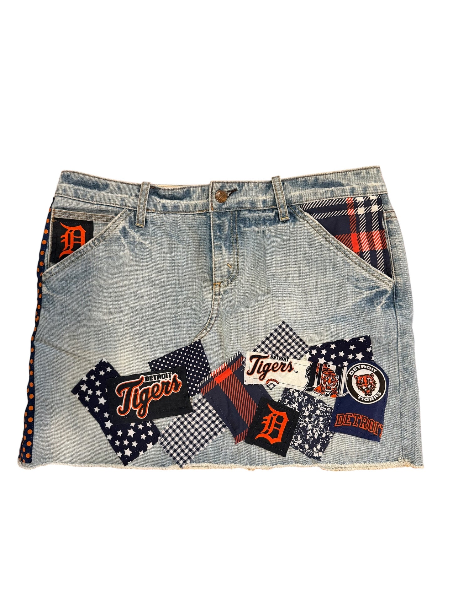 Lux Royal Threads | Detroit Tigers Denim Skirt | Size 36 | One of a Kind