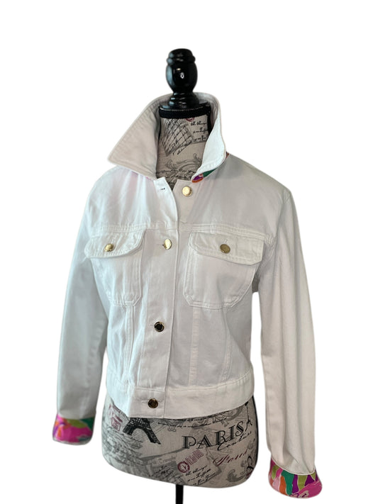 Lux Royal Threads | The Flamingo Coast Silk Accent Denim Jacket L