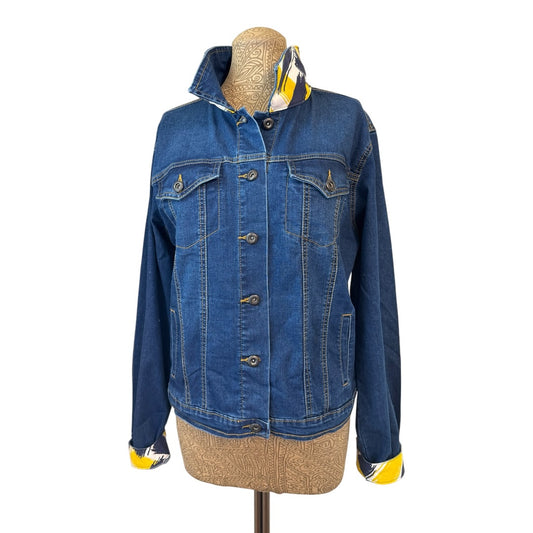 Lux Royal Threads | Navy & Yellow Game Day Denim Jacket | One of a Kind
