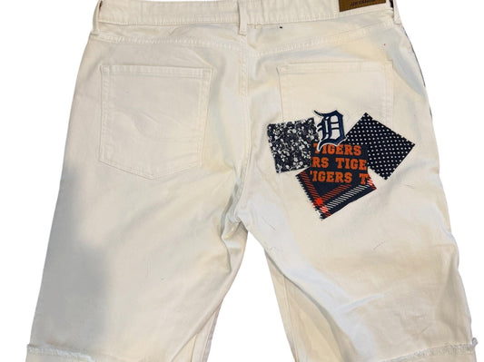 Lux Royal Threads | Detroit Tigers White Denim Shorts | Size 33 | One of a Kind