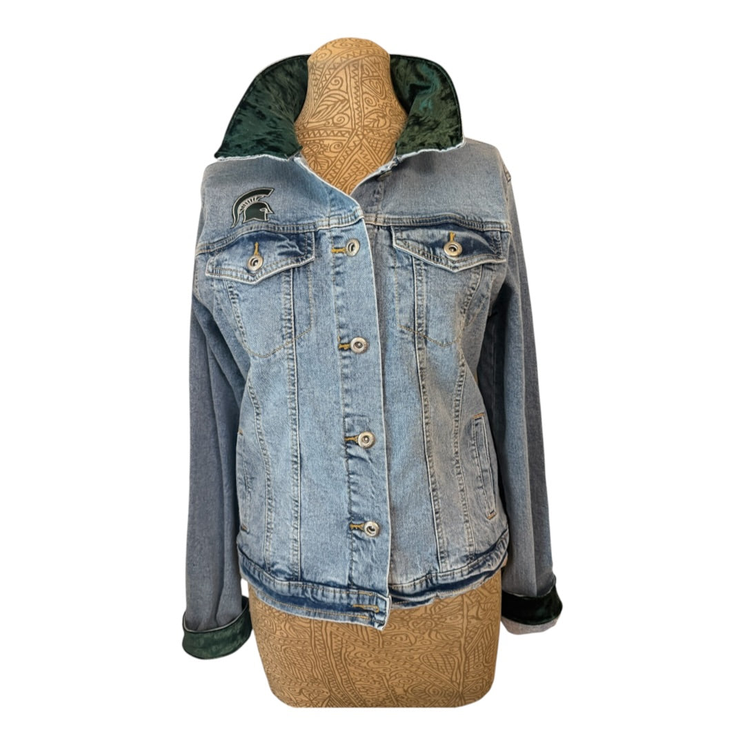 Lux Royal Threads | Michigan State Spartans Sequin Denim Jacket