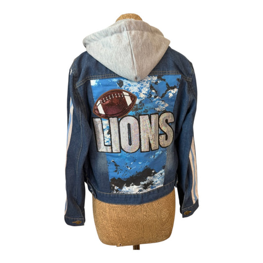 Lux Royal Threads | Detroit Lions Hooded Denim Jacket
