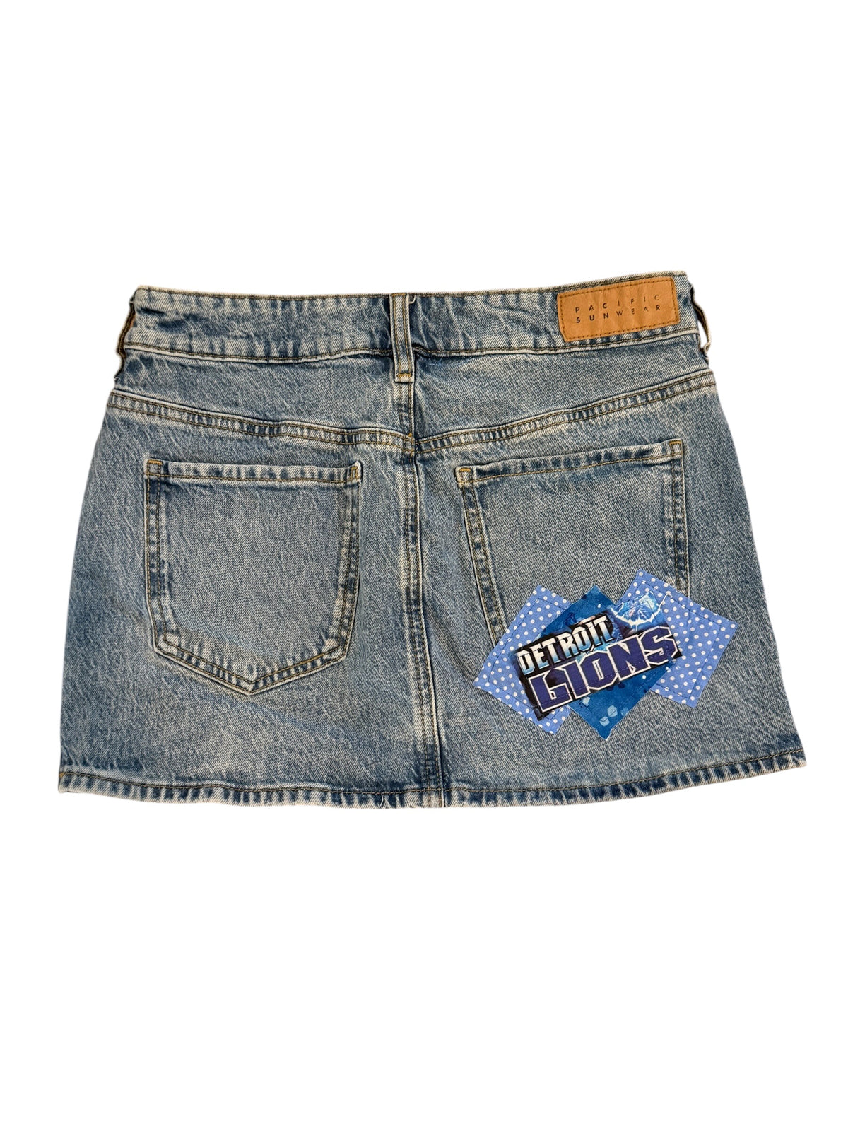 Lux Royal Threads | Detroit Lions Denim Skirt | Size 26 | One of a Kind