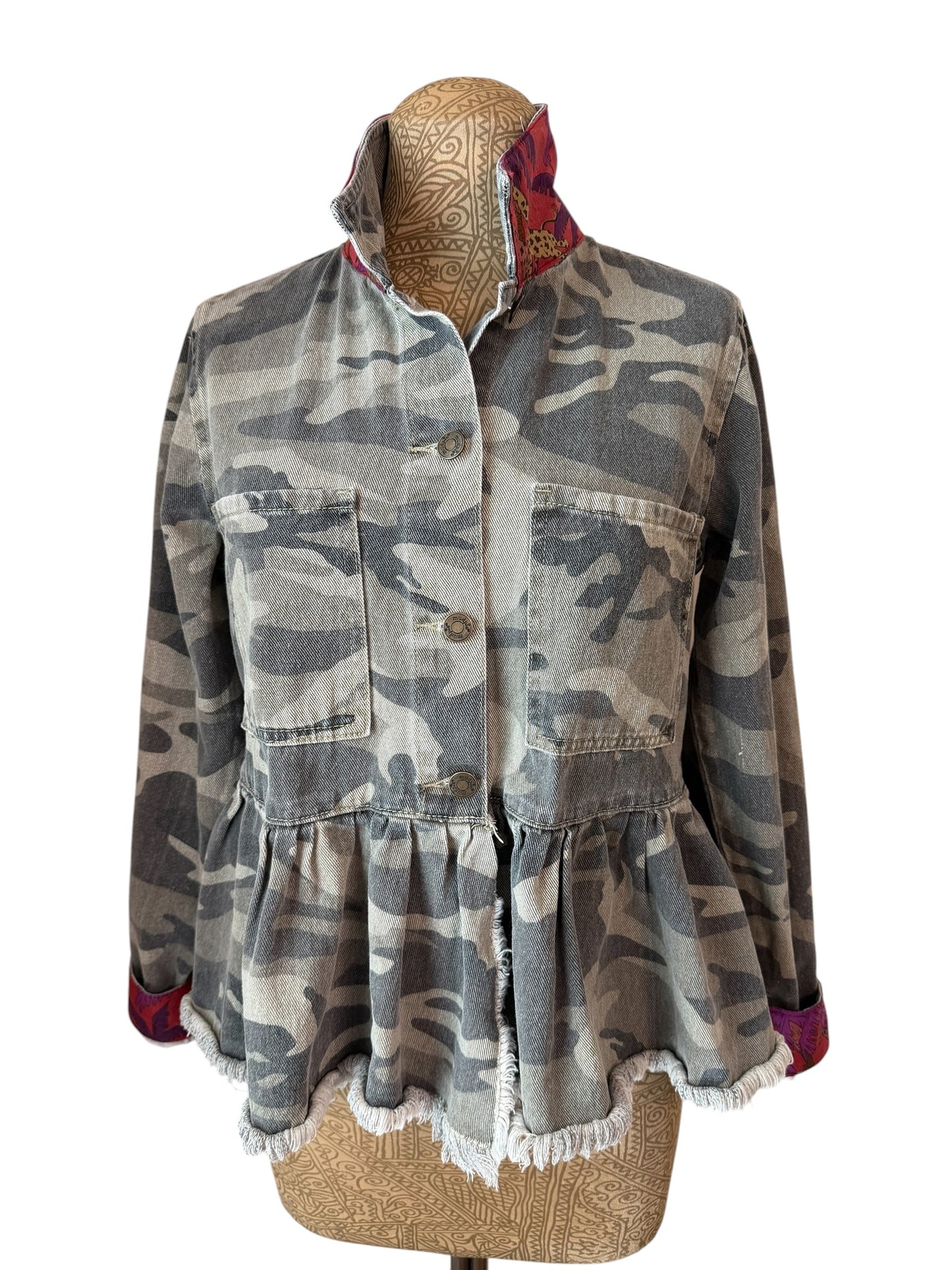Lux Royal Threads Camo Peplum Jacket – Tropical Orchid Edition