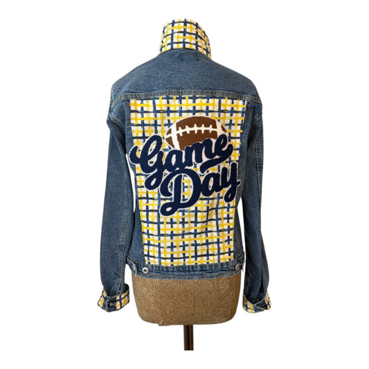 Lux Royal Threads | Saturday Style Collection | Navy & Gold Game Day Denim Jacket | One of a Kind