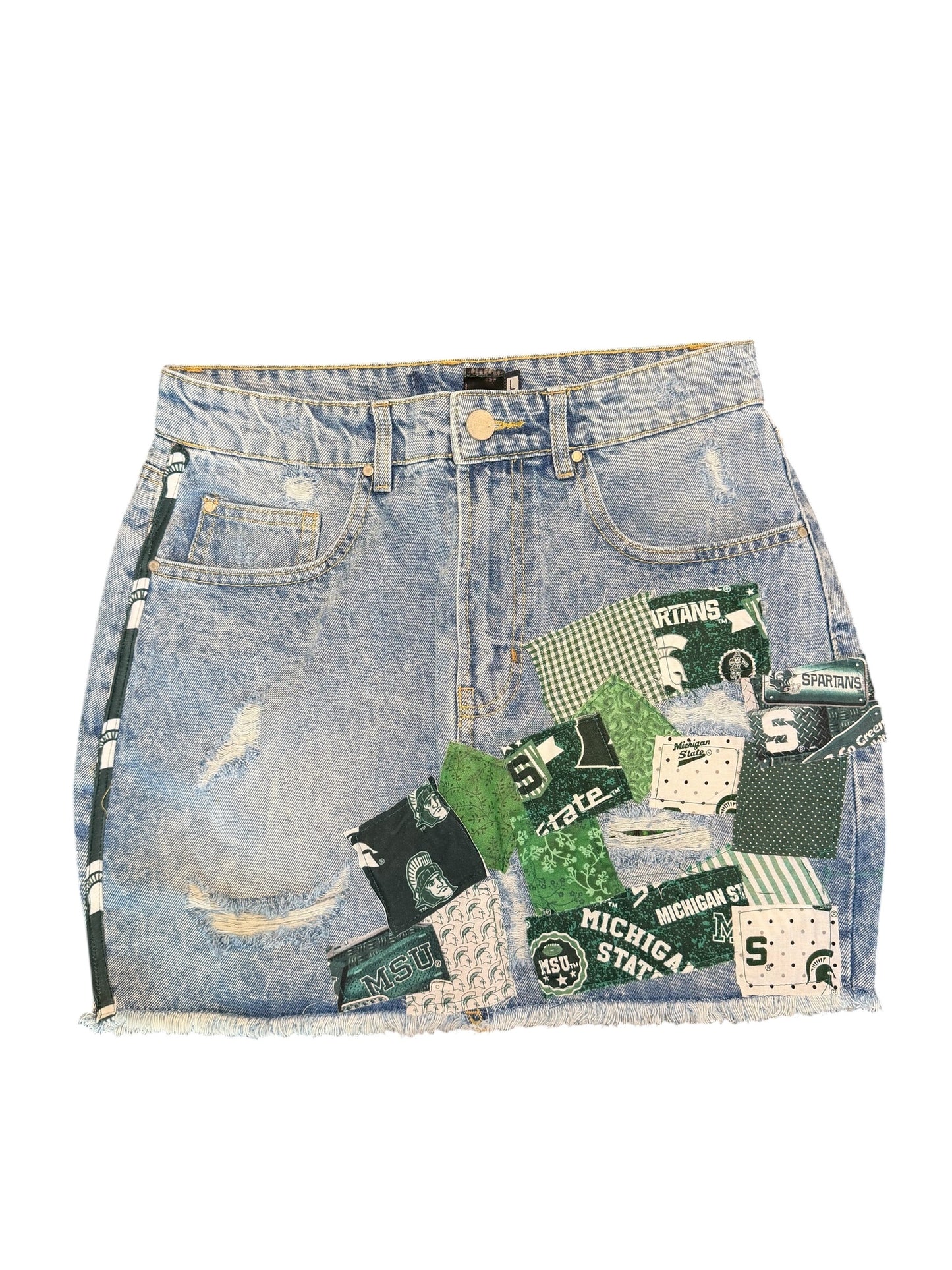 Lux Royal Threads | The Evergreen Denim Skirt
State Style Collection | Distressed Denim | One of a Kind