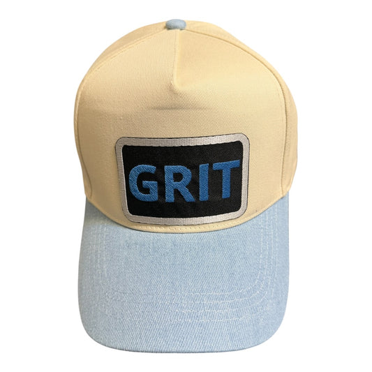 Lux Royal Threads | Detroit 313 Collection | Cream & Light Blue Embroidered Baseball Cap