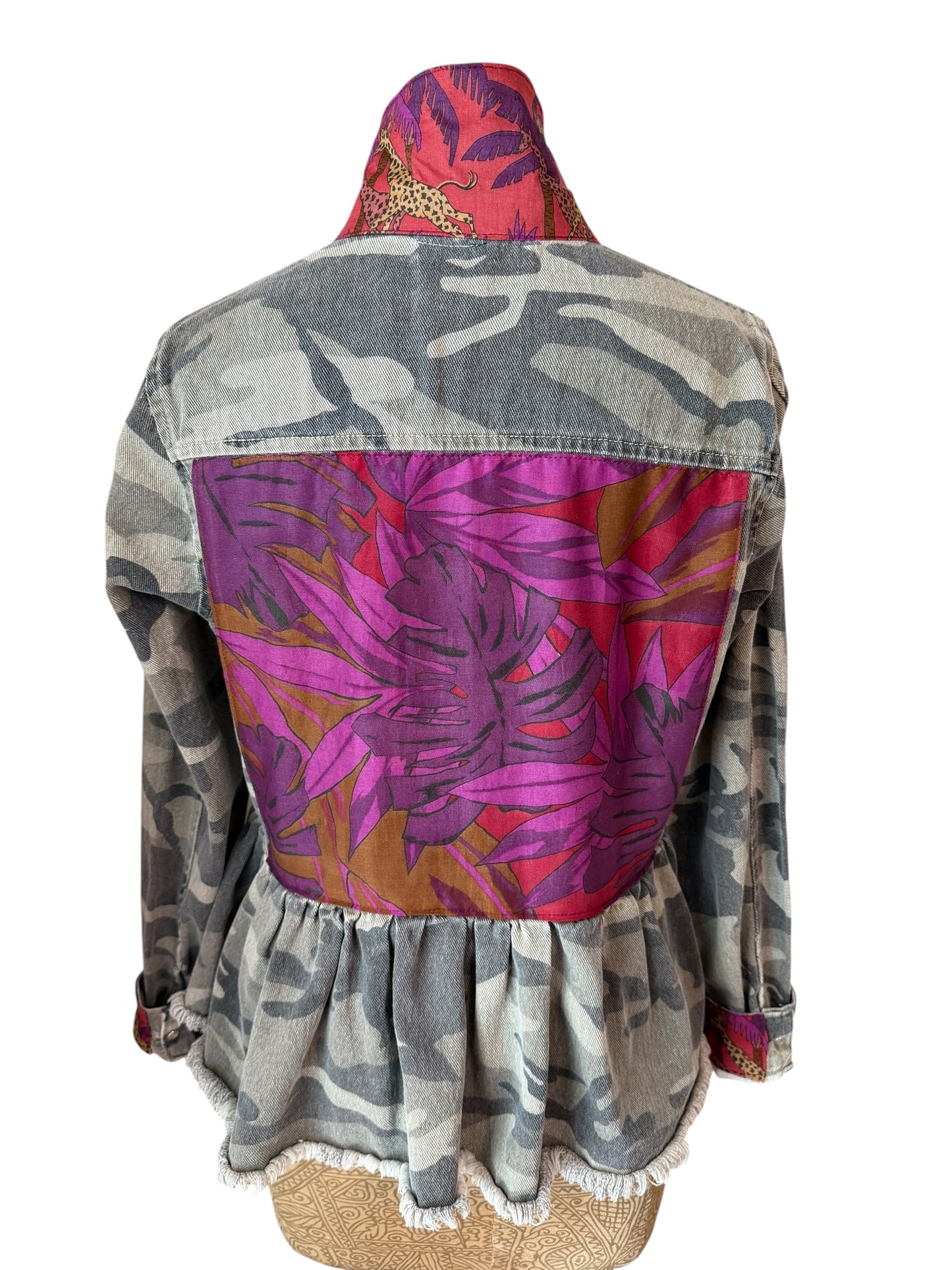 Lux Royal Threads Camo Peplum Jacket – Tropical Orchid Edition