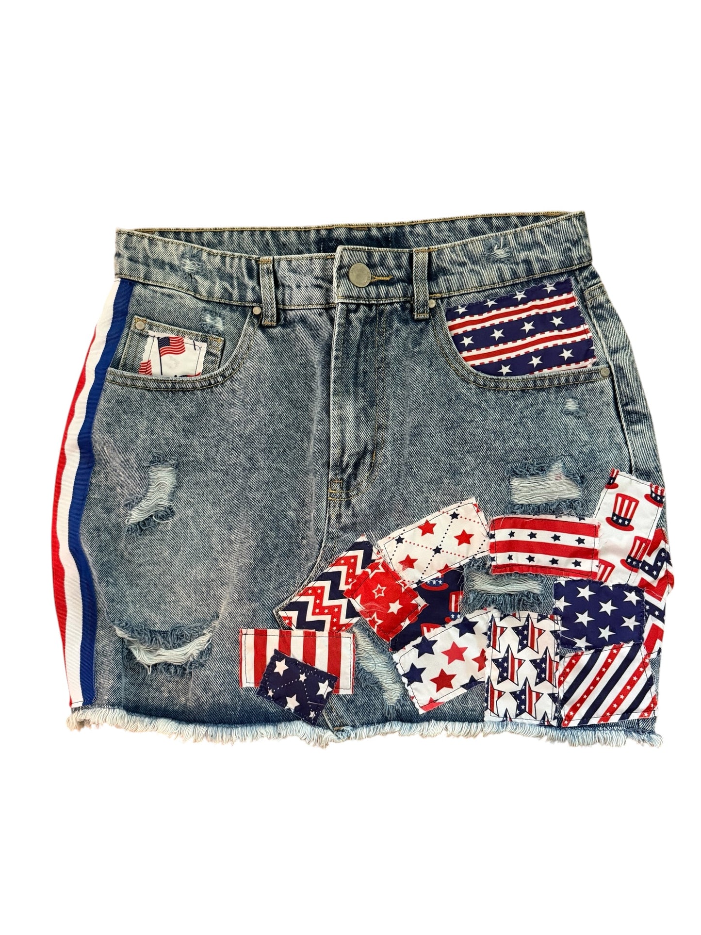 Lux Royal Threads | The Americana Ribbon Denim Mini Skirt