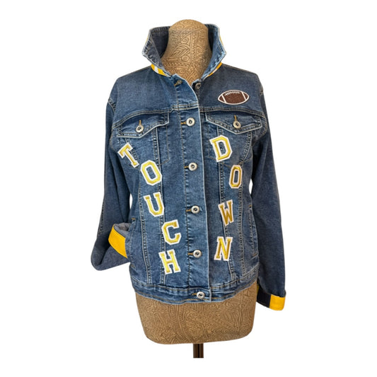 Lux Royal Threads | Saturday Style Collection | Navy & Gold Collegiate-Inspired Denim Jacket | One of a Kind