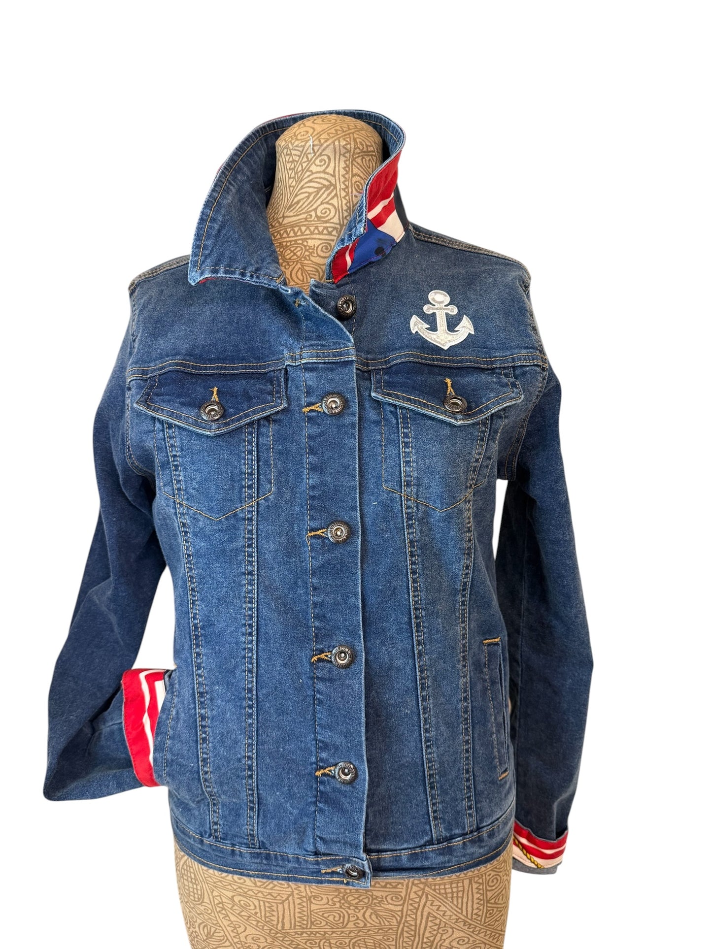Lux Royal Threads Nautical Scarf Denim Jacket