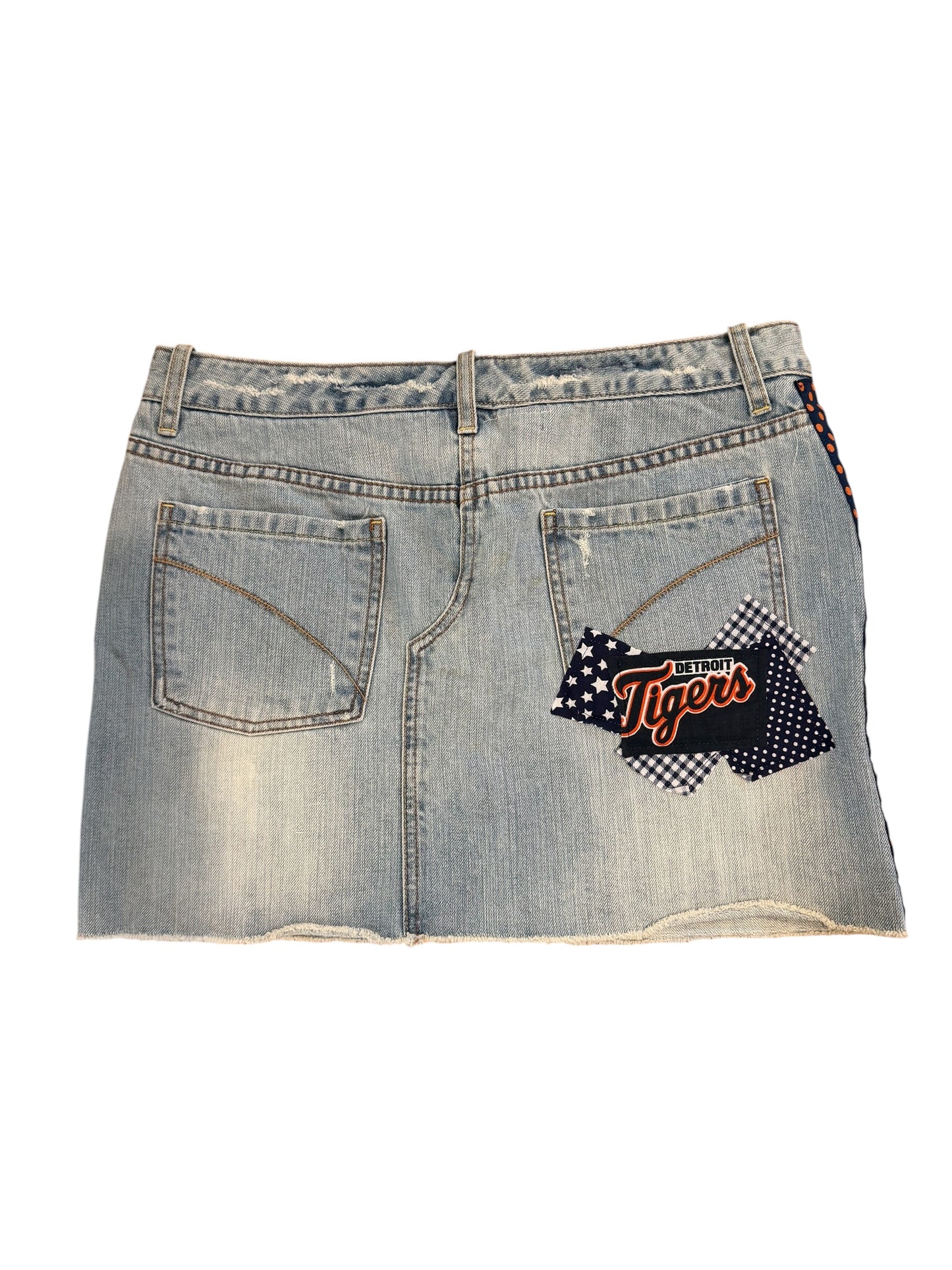 Lux Royal Threads | Detroit Tigers Denim Skirt | Size 36 | One of a Kind