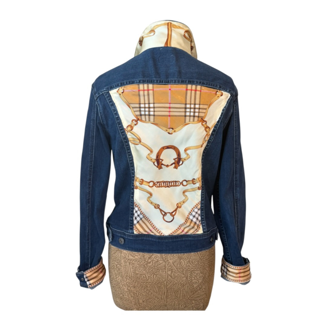 Lux Royal Threads | Lux Equestrian Collection | AG Silk Scarf Denim Jacket | One of a Kind
