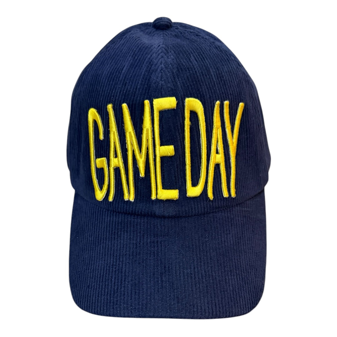 Lux Royal Threads | Navy Blue Corduroy Game Day Hat | Yellow Embroidery