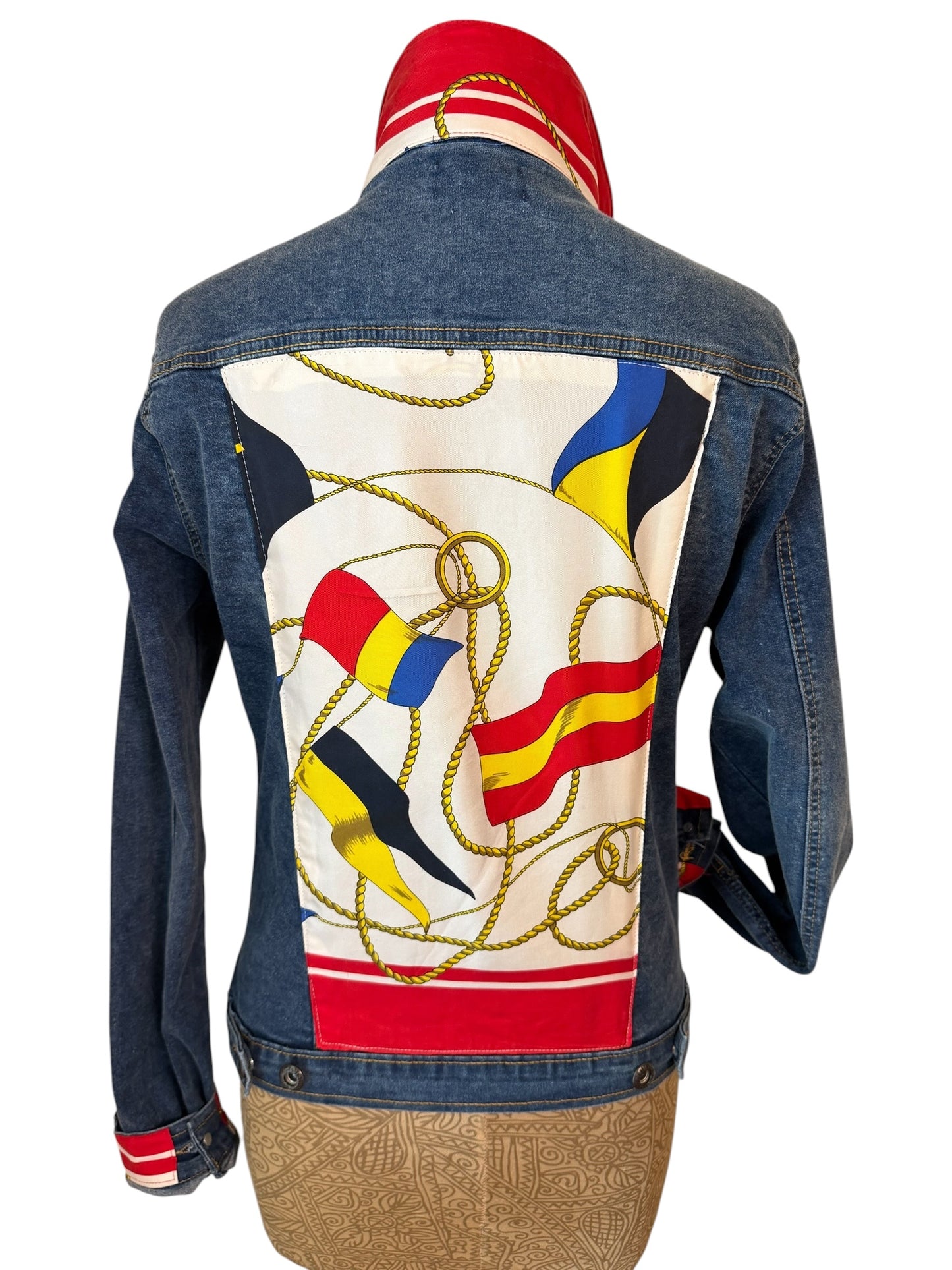Lux Royal Threads Nautical Scarf Denim Jacket