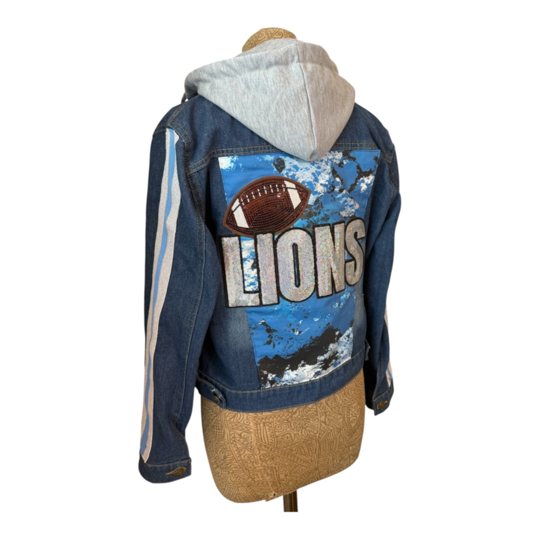 Lux Royal Threads | Detroit Lions Hooded Denim Jacket