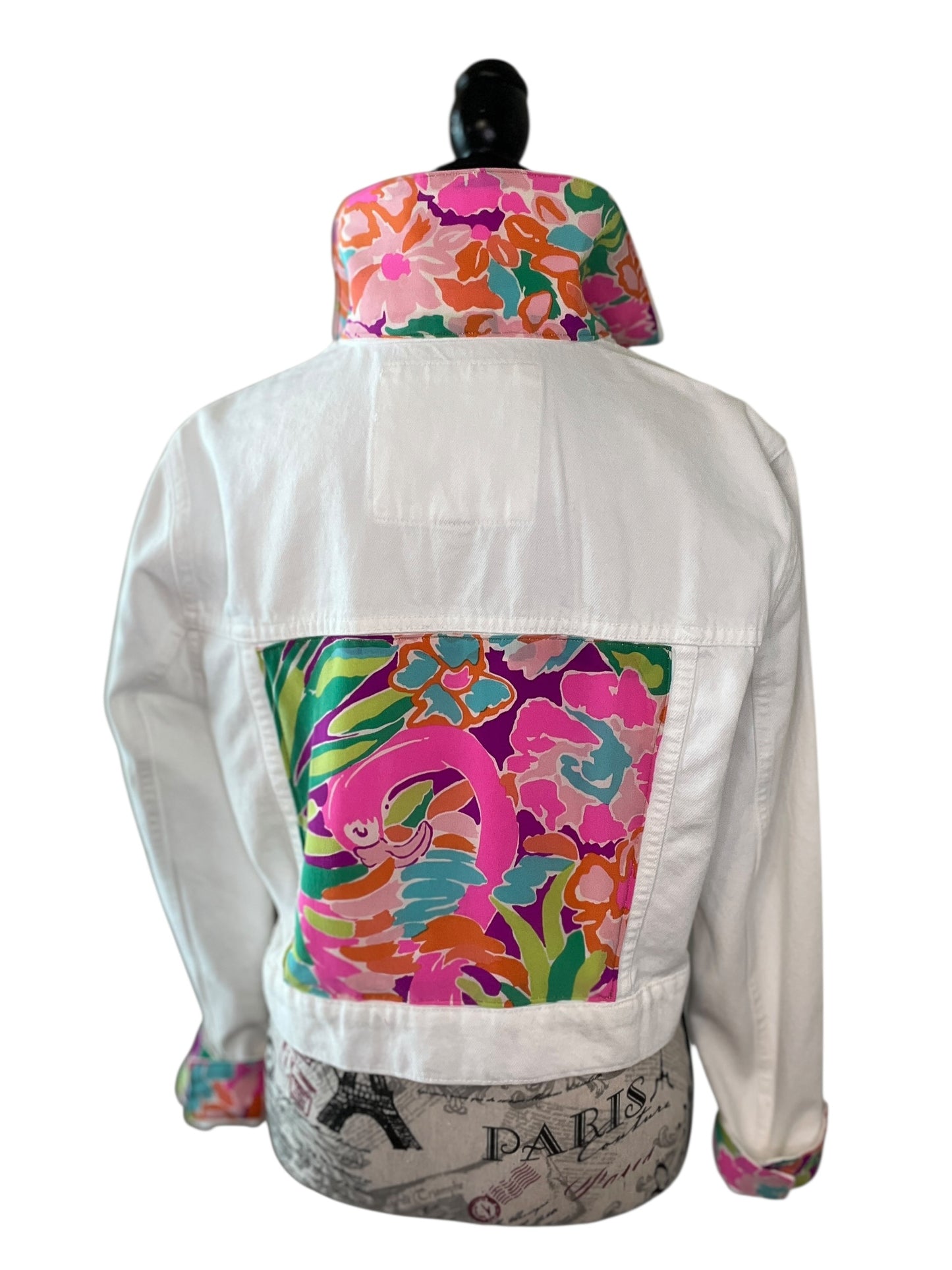 Lux Royal Threads | The Flamingo Coast Silk Accent Denim Jacket L