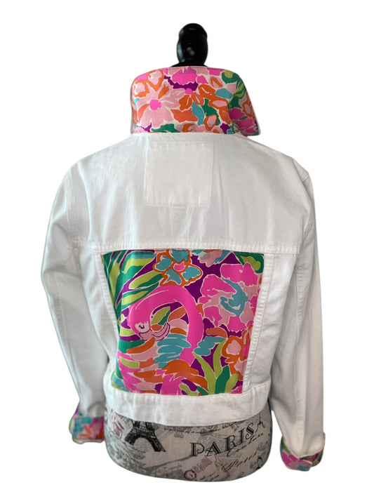 Lux Royal Threads | The Flamingo Coast Silk Accent Denim Jacket L