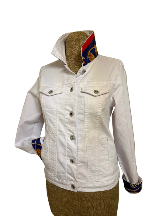 White jacket with colorful accents 