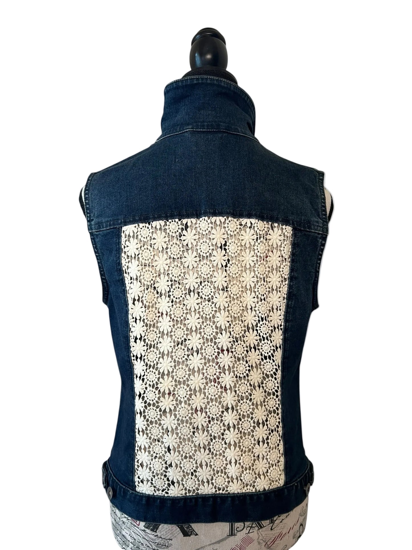 Lux Royal Threads | The Midnight Lace Boho Denim Vest S